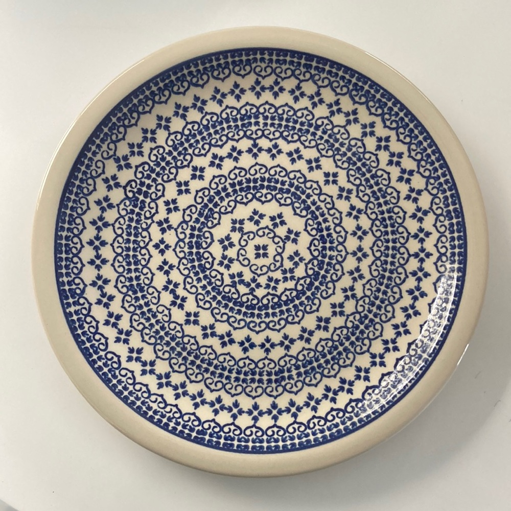 Vintage polish pottery round plate